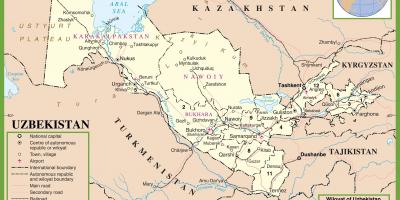 מפה של אוזבקיסטן פוליטי. 