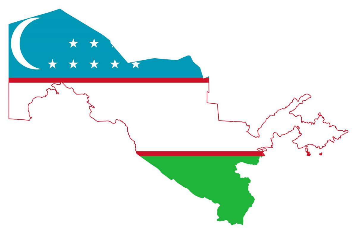 מפה של אוזבקיסטן הדגל 
