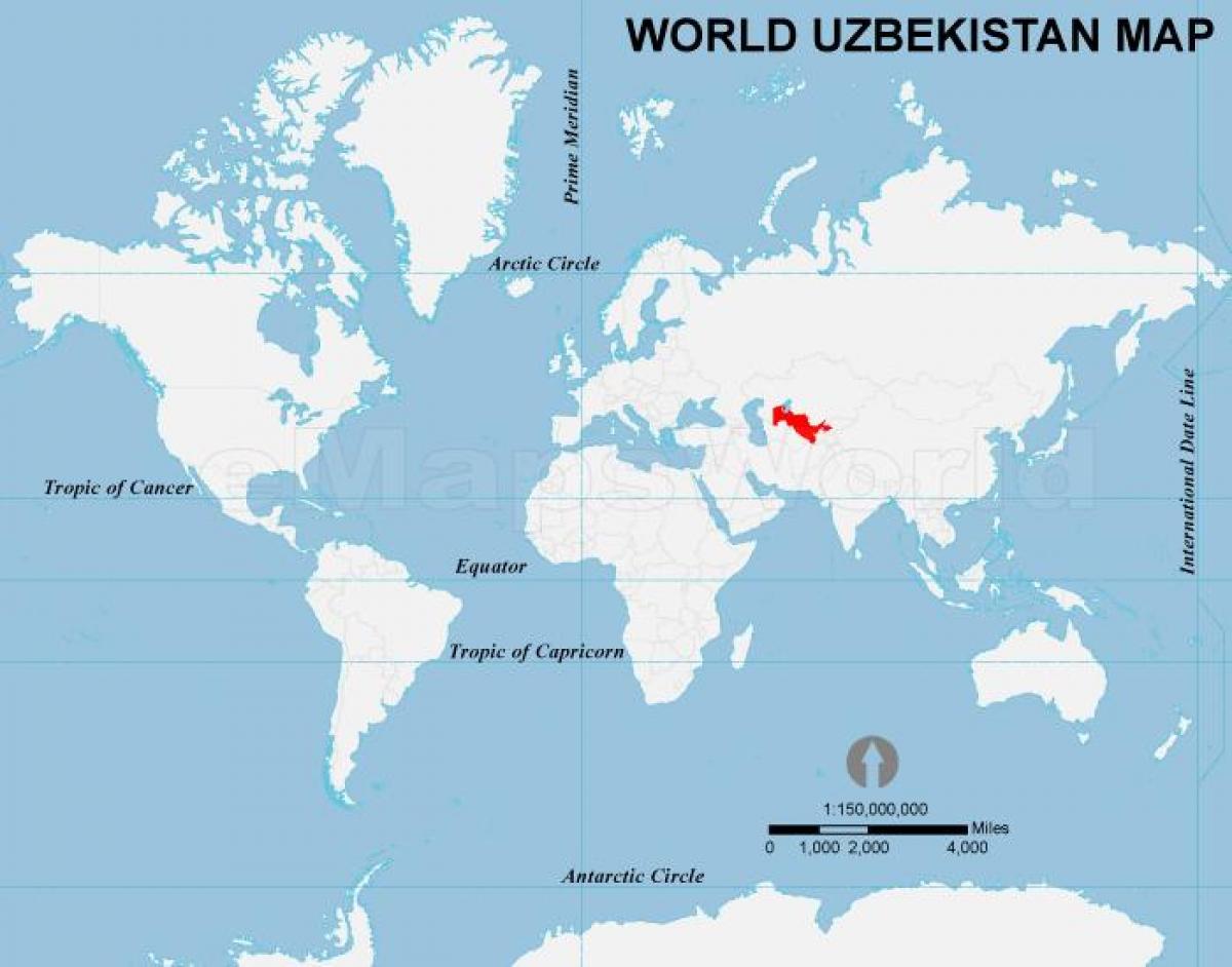 אוזבקיסטן מיקום על מפת העולם