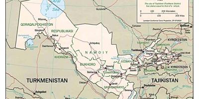 המפה אוזבקיסטן השכנות