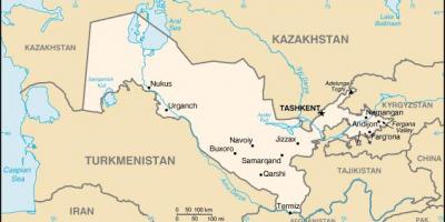 מפה של אוזבקיסטן ערים